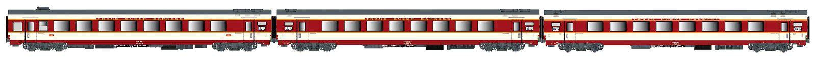 LS Models LS40084DC - H0 - 3-tlg. Set Personenwagen Etendard, SNCF, Ep. IV - Set 1